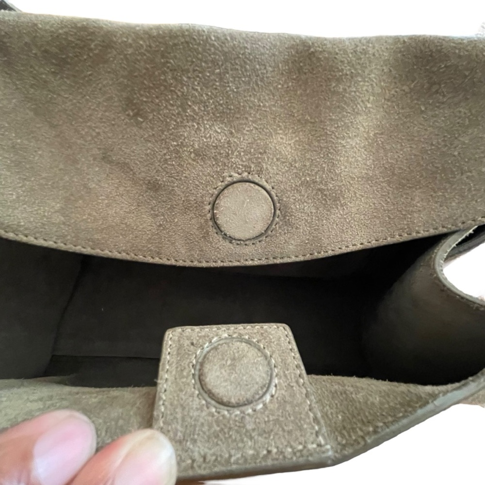 CUYANA Taupe Suede Double Loop Bag Magnetic Closure - Picture 4 of 9